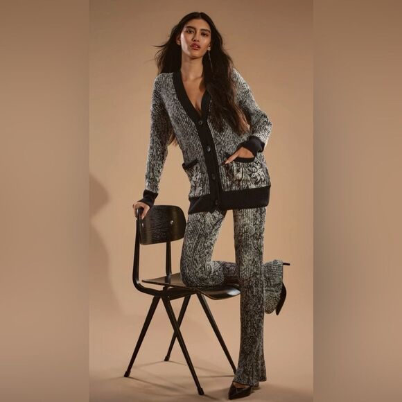 Hemant and Nandita Ruha Flared Ribbed Printed Cotton Pants - Picture 2 of 8